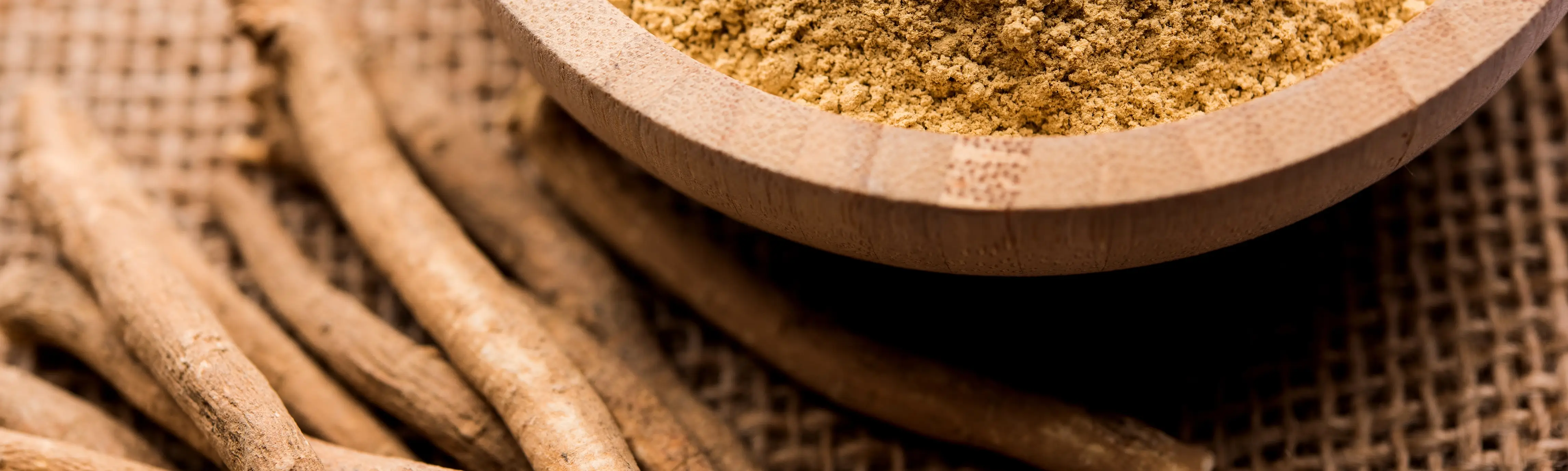 Detail view of ashwagandha root or standardized extract