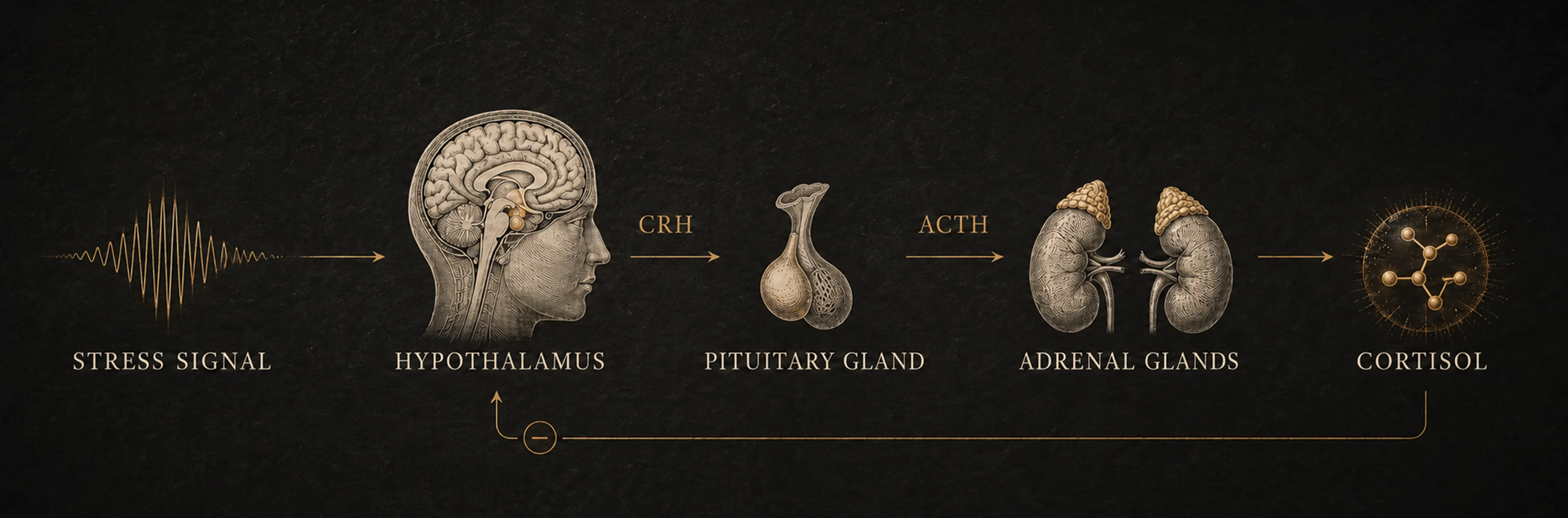 Diagram of the hypothalamic-pituitary-adrenal axis and cortisol stress response